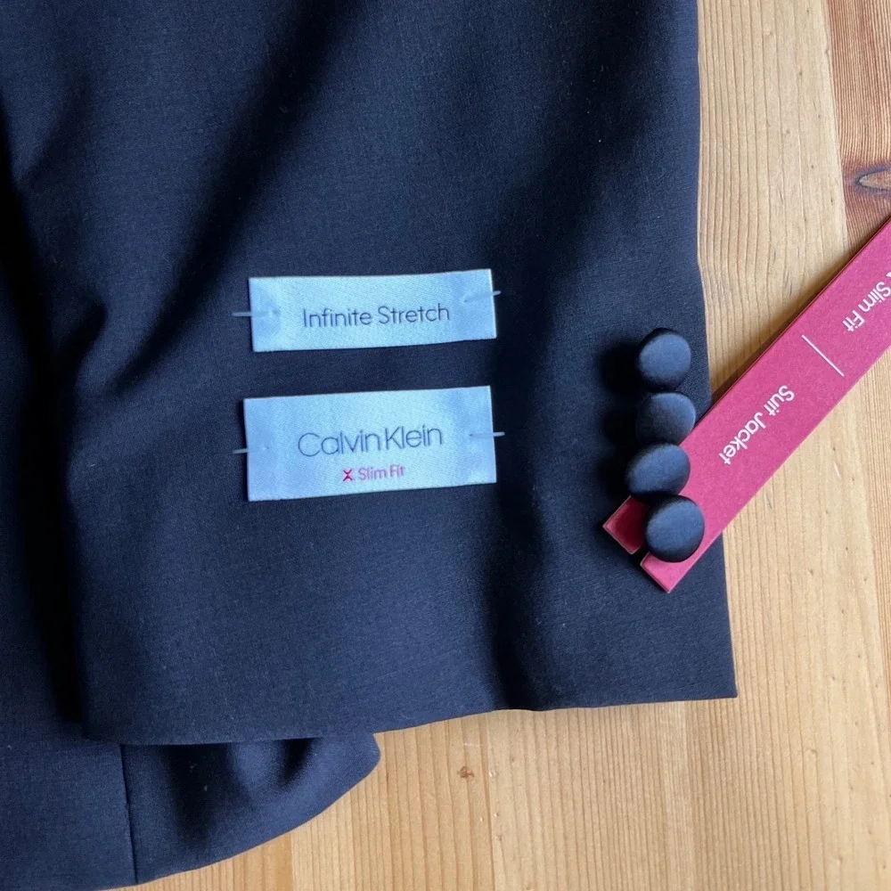 Calvin Klein Slim Fit Infinite Stretch‎ Black Tuxedo Jacket Wool Blend 42S 0809